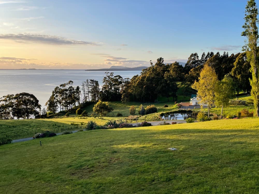 The Cottage at Flowerpot exterior set on a hobby farm — Southern Tasmania