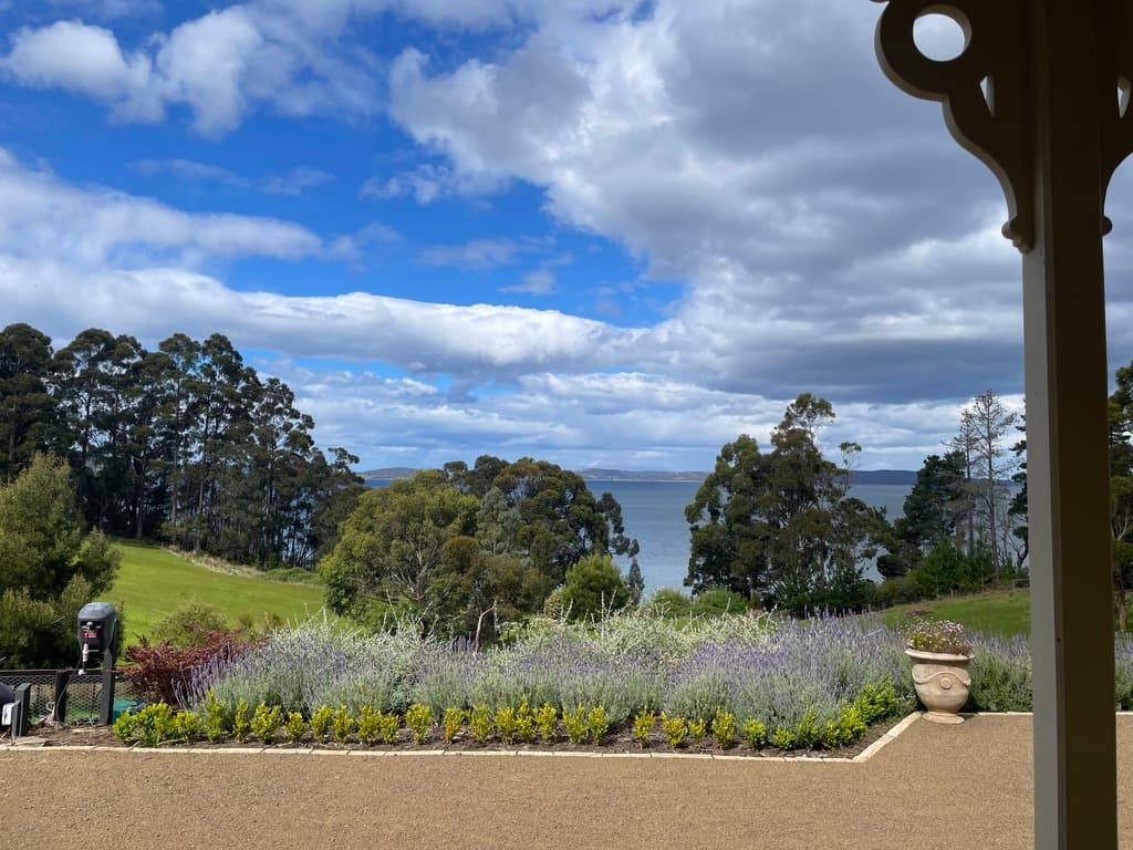 Lavender gardens with D'Entrecasteaux Channel views — The Cottage at Flowerpot, Southern Tasmania