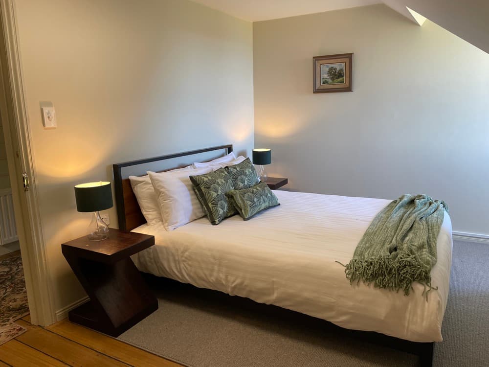 Upstairs east queen bedroom — The Cottage at Flowerpot, Southern Tasmania