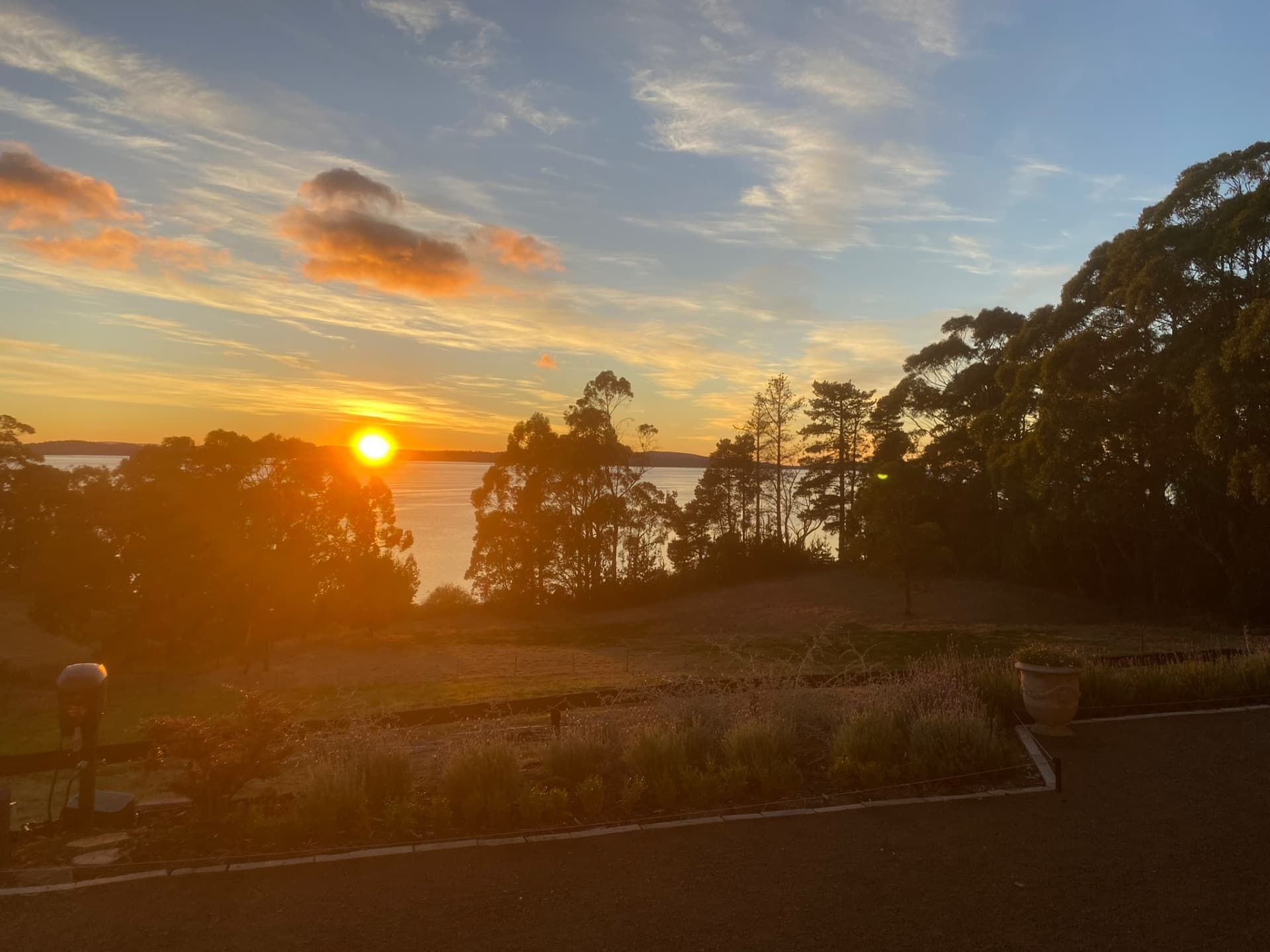 Sunrise over D'Entrecasteaux Channel and Bruny Island — The Cottage at Flowerpot, Southern Tasmania