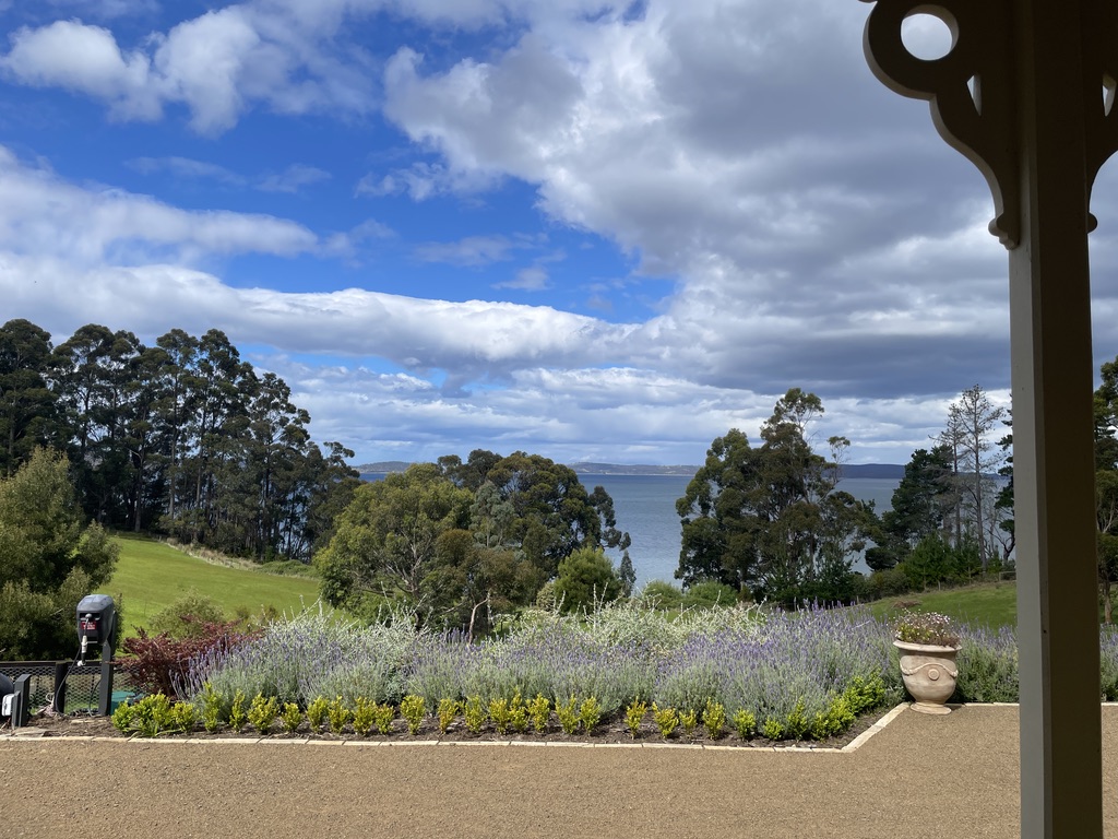 Lavender gardens with D'Entrecasteaux Channel views — The Cottage at Flowerpot, Southern Tasmania